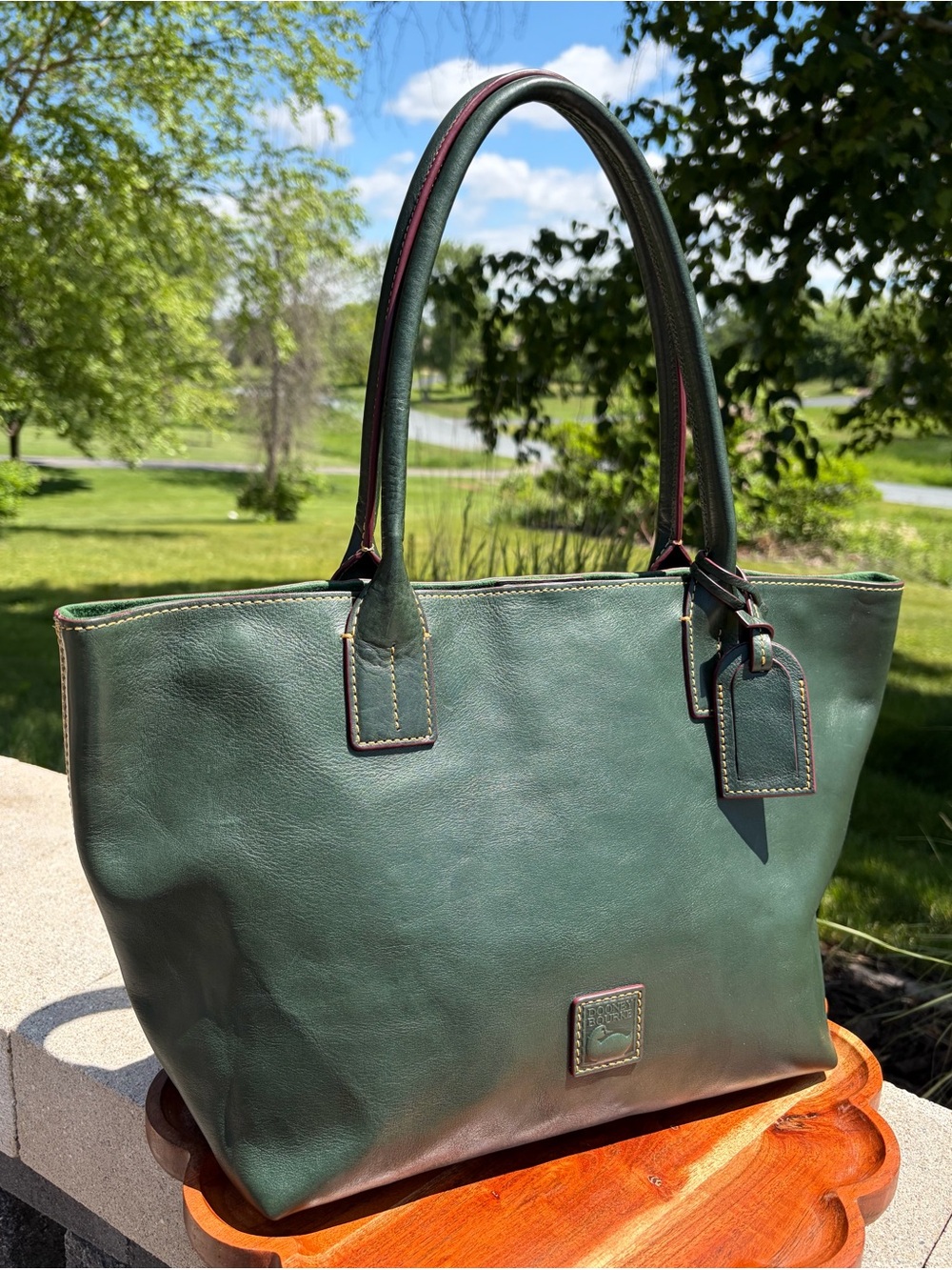 Dooney & Bourke Kristen Red Florentine Leather Tote Like New - Picture 16 of 17